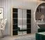 Armoire à portes coulissantes Jan 03D avec miroir | chêne Sonoma & noir | 200 x 150 x 62 cm