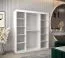 Armoire à portes coulissantes avec miroir Robinyera 04 | Blanc mat & chêne Sonoma | 200 x 180 x 62 cm