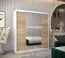 Armoire à portes coulissantes Bisaurin 4B avec miroir | Blanc mat & chêne Sonoma | 200 x 180 x 62 cm