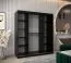 Armoire à portes coulissantes Jan 04B avec miroir | Noir / Blanc mat | 200 x 180 x 62 cm