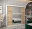Penderie portes coulissantes Bisaurin 5B avec miroir | Blanc mat & Chêne Sonoma | 200 x 200 x 62 cm