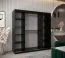 Armoire penderie à portes coulissantes Bisaurin 5C avec miroir | Noir / Blanc mat | 200 x 200 x 62 cm