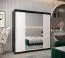 Armoire à portes coulissantes Bisaurin 5B avec miroir | Noir / Blanc mat | 200 x 200 x 62 cm