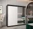 Armoire penderie à portes coulissantes Bisaurin 5C avec miroir | Noir / Blanc mat | 200 x 200 x 62 cm