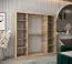 Armoire penderie à portes coulissantes Aizkorri 05B avec miroir | chêne Sonoma & blanc mat | 200 x 200 x 62 cm
