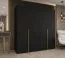 Armoire noire 2 m | 4 portes battantes soft-close | Poignées or | 2 tringles, 2 compartiments | Eiger 30