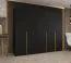 Armoire cinq portes Eiger 41 | Noir avec poignées or | 2,5 m de large | Soft-Close | Trois tringles et compartiments
