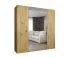 Armoire penderie avec portes miroir et fermeture douce | Eiger 79 | chêne artisan | 2 m de large | 2 tringles | poignées couleur cachemire