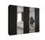 Armoire penderie Eiger 95 noir | 2 portes miroir | 2,5 m large | 3 tringles | Poignées couleur cachemire | Soft-Close | 3 compartiments