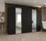 Armoire penderie Eiger 105 noire | 4 tringles | 2 portes miroir | 4 compartiments | 3 m large | Soft-Close