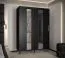 Armoire à portes coulissantes avec deux bandes de miroir Jotunheimen 198, couleur : noir - Dimensions : 208 x 150,5 x 62 cm (H x L x P)