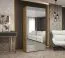 Armoire penderie Korab 112 | Espace optimisé 1 m | Chêne naturel | 2 portes miroir | Soft-Close | Poignées couleur cachemire