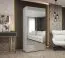 Armoire blanche 1 m Korab 115 | Portes battantes miroir | Poignées or | Soft-Close | 202 x 100 x 52 cm