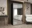 Armoire noire Korab 117 | 2 portes miroir | Largeur 1 m | Tringle à vêtements | Poignées couleur cachemire | Soft-Close