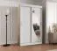 Armoire penderie Jorasses 06 blanche | 1 porte miroir | 120 cm large | 5 compartiments | 2 tringles | Portes coulissantes aluminium