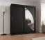 Armoire portes coulissantes Jorasses 15 | Noir | 1,8 m large | Miroir | 5 casiers | 2 tringles | Rails aluminium