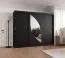 Armoire à portes coulissantes Jorasses 23 | Noir | 2,5 m de large | 5 compartiments | 2 portes miroir | 2 tringles | Rails aluminium