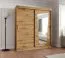 Armoire coulissante 1,8 m | Miroir intégré | Chêne Artisan | 10 compartiments | 2 tringles | Aletschhorn 13