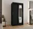 Penderie à portes coulissantes Musala 03 | Noir élégant | 1 mètre de large | Porte miroir | 5 compartiments