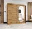 Armoire à portes coulissantes Moldoveanu 17 | Chêne artisan | 2 m de large | 10 compartiments | Miroir ovale