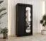 Armoire penderie portes coulissantes noir | 1 mètre | Miroir | 5 casiers | 2 tringles | Rails aluminium