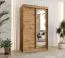 Armoire penderie à portes coulissantes avec miroir Bernina 05 | chêne artisan | 1,2 m de large | 5 compartiments | 2 tringles | rails en aluminium