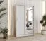 Armoire penderie Bernina 06 blanche | 5 compartiments | 1,2 m de large | miroir intégré | portes coulissantes