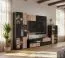 Meuble-paroi / Couleur : Chêne Vicking / Marbre Noir / Eclairage LED inclus / 280 x 45 x 182 cm / 2 vitrines / 1 armoire basse TV / 1 panneau mural / Fonction Push-to-open