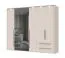 Grande armoire à portes battantes avec cadre LED Neiafu 79, couleur : cachemire, deux portes miroir, deux tiroirs, système de fermeture en douceur, dimensions : 224 x 272 x 56 cm