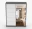Armoire penderie avec portes coulissantes et miroir | 218 x 183 x 61 cm | Blanc / Gris | Cuillin 03 | 2 portes | 6 compartiments | Grand volume