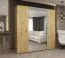 Armoire penderie avec portes miroir et fermeture douce | Eiger 79 | chêne artisan | 2 m de large | 2 tringles | poignées couleur cachemire