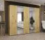 Armoire Eiger 90 avec portes miroir | Fermeture douce | Chêne artisan & poignées cachemire | 2,5 m largeur