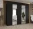 Armoire penderie Eiger 95 noir | 2 portes miroir | 2,5 m large | 3 tringles | Poignées couleur cachemire | Soft-Close | 3 compartiments