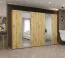 Armoire penderie Eiger 101 | 2 portes miroir | Fermeture douce | Chêne artisan | 4 tringles | 3 m large | Poignées coloris cachemire