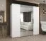 Armoire penderie Korab 80 blanche | 2 portes miroir | 2 tringles | 2 m de large | Poignées noires | Soft-Close