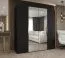 Armoire 2 m Korab 85 | Noir | Portes miroir soft-close | Poignées or | 2 tringles & compartiments