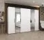Armoire penderie Korab 102 | Blanc avec 2 portes miroir | 3 m de large | Poignées noires | Soft-Close