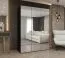 Armoire noire Korab 129 | 3 portes miroir | Poignées or | 1,5 m de largeur | Soft-Close