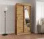 Armoire coulissante miroir | 1 mètre | Chêne Artisan | 5 casiers | Rails aluminium | Série Jorasses