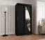 Penderie portes coulissantes noire | 1 m de large | 5 casiers | miroir intégré | 2 tringles | rails aluminium