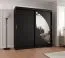 Armoire penderie à portes coulissantes Jorasses 19 | Noir | 2 m de large | 1 porte miroir | 5 compartiments | 2 tringles | Rails aluminium