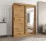 Armoire coulissante avec miroir | Chêne Artisan | 1,5 m de large | 5 casiers | 2 tringles | Rails aluminium