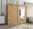 Armoire coulissante Aletschhorn 17 | 1 porte miroir | Chêne Artisan | 2 m de large | 10 compartiments | 2 tringles | rails aluminium