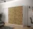 Armoire moderne Dom 57, Couleur : Blanc mat / Chêne Artisan - Dimensions : 200 x 180 x 62 cm (h x l x p), avec 10 compartiments et deux tringles à vêtements