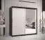 Armoire Liskamm 39 avec 10 compartiments | 2 portes coulissantes | Miroir intégré | Noir mat & Blanc mat | 200 x 180 x 62 cm