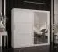 Armoire avec une porte miroir Liskamm 41, Couleur : Blanc mat - Dimensions : 200 x 200 x 62 cm (h x l x p), avec 10 compartiments et deux tringles à vêtements