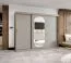 Armoire penderie Moldoveanu 24 | 2 portes coulissantes dont 1 miroir ovale | 2,5 m de large | 10 compartiments | Finition cachemire