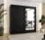 Penderie à portes coulissantes noir | 2 m de large | 1 porte miroir | 10 compartiments | Bernina 19