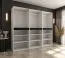 Armoire à portes battantes / Blanche / 12 portes battantes / 9 compartiments / 3 tringles à vêtements / 270 x 52 x 203 cm / Finition haut de gamme / Système de fermeture Soft-Close / Penderie / Portes sans poignées