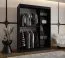 Armoire à portes coulissantes / Noir mat / 5 compartiments / 2 tringles / Détails modernes / 1 porte miroir / 150 x 62 x 200 cm / Penderie 